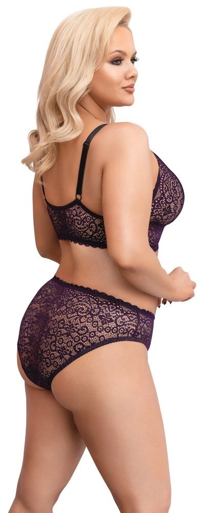 Cottelli Curves komplet koronkowy fioletowy 2-częściowy 4XL Cottelli Curves komplet koronkowy fioletowy 2-częściowy 4XL