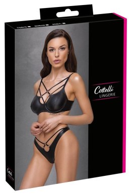 Cottelli LINGERIE komplet 2-częściowy czarny mat elastyczne paski 85B/L
