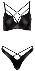 Cottelli LINGERIE komplet 2-częściowy czarny mat elastyczne paski 85B/L