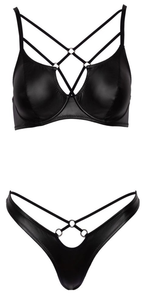 Cottelli LINGERIE komplet 2-częściowy czarny mat elastyczne paski 85B/L Cottelli LINGERIE komplet 2-częściowy czarny mat elastyczne paski 85B/L