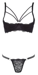 Cottelli Lingerie komplet koronkowy czarny 85B/L z otwartym biustonoszem