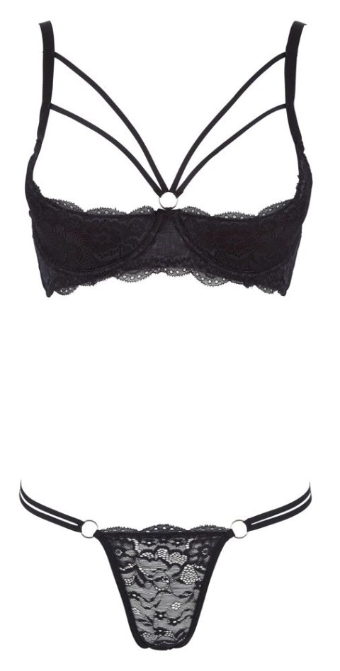 Cottelli Lingerie komplet koronkowy czarny 85C/L z otwartym biustonoszem Cottelli Lingerie komplet koronkowy czarny 85C/L z otwartym biustonoszem