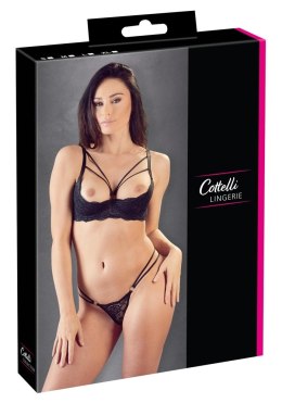 Cottelli Lingerie komplet koronkowy czarny biustonosz 80C/M stringi