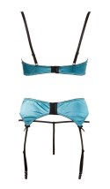 Cottelli Lingerie komplet satynowy 3-częściowy niebieski 85B/L