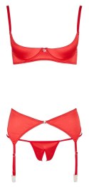 Cottelli Lingerie zestaw satynowy czerwony 3-częściowy 80C/M