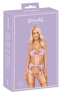 Kissable Komplet Bielizny 3-częściowy Rożowy Kwiatowy S/M