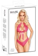 Kissable Komplet Damski Koronkowy Rożowy z Satynową Kokardką L/XL