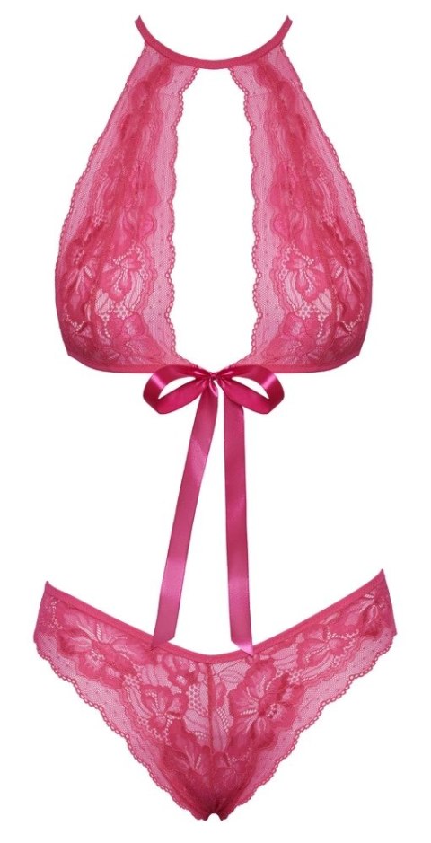 Kissable Komplet Damski Koronkowy Rożowy z Satynową Kokardką L/XL Kissable Komplet Damski Koronkowy Rożowy z Satynową Kokardką L/XL