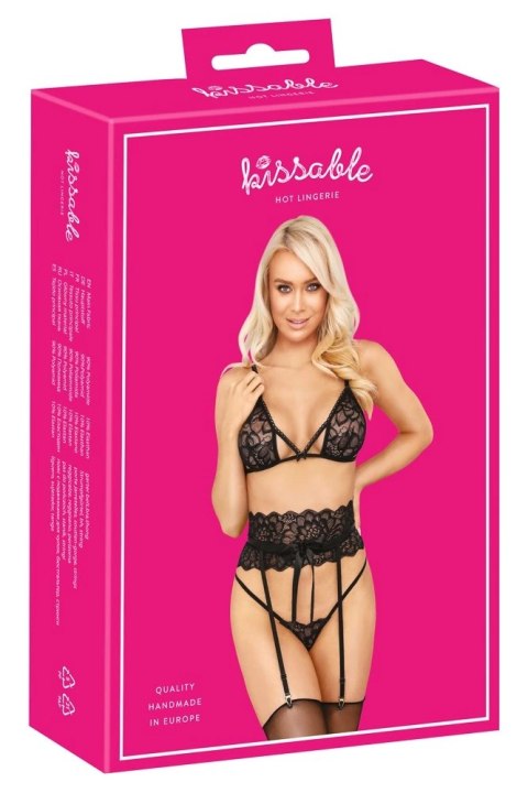 Kissable Komplet Koronkowy Czarny L/XL Regulowany Biustonosz