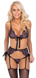 Kissable Komplet bielizny koronka czarna L/XL kwiatowy haft