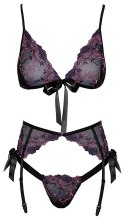 Kissable Komplet bielizny koronka czarna L/XL kwiatowy haft