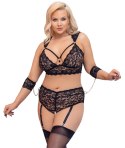 Cottelli Bondage Plus koronkowy komplet 3-częściowy czarny 3XL