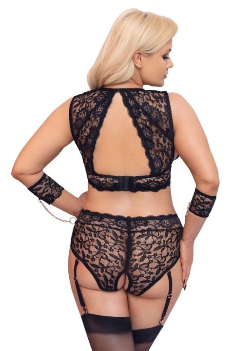 Cottelli Bondage Plus koronkowy komplet 3-częściowy czarny 3XL Cottelli Bondage Plus koronkowy komplet 3-częściowy czarny 3XL