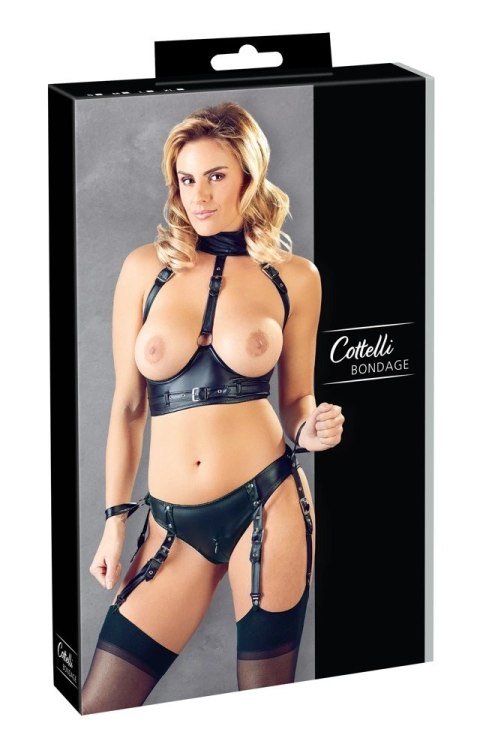 Cottelli Bondage komplet bielizny ouvert z paskami i zamkiem L Cottelli Bondage komplet bielizny ouvert z paskami i zamkiem L