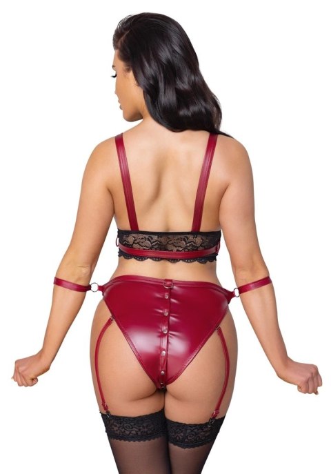 Cottelli Bondage komplet czerwony z koronką i paskami na kostki S Cottelli Bondage komplet czerwony z koronką i paskami na kostki S
