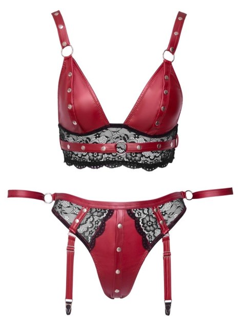 Cottelli Bondage komplet czerwony z koronką i paskami na kostki S Cottelli Bondage komplet czerwony z koronką i paskami na kostki S