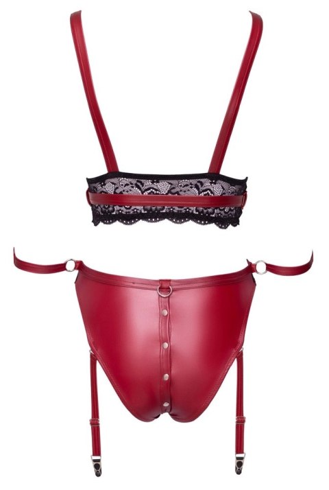 Cottelli Bondage komplet czerwony z koronką i paskami na kostki S Cottelli Bondage komplet czerwony z koronką i paskami na kostki S