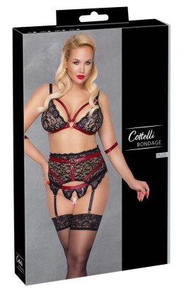 Cottelli Bondage komplet koronkowy 3-częściowy czarny 3XL