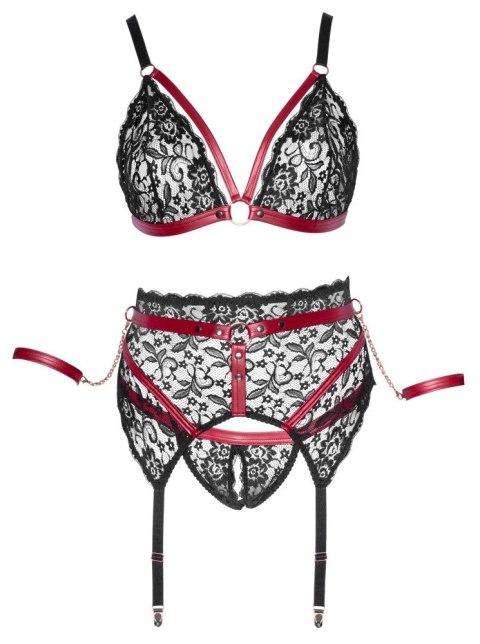 Cottelli Bondage komplet koronkowy 3-częściowy czarny 3XL Cottelli Bondage komplet koronkowy 3-częściowy czarny 3XL