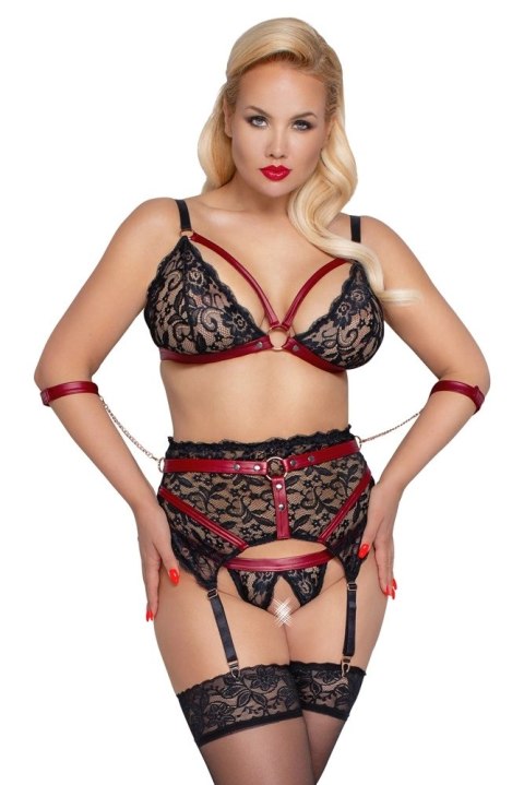 Cottelli Bondage komplet koronkowy 3-częściowy, czarny, rozmiar 4XL Cottelli Bondage komplet koronkowy 3-częściowy, czarny, rozmiar 4XL