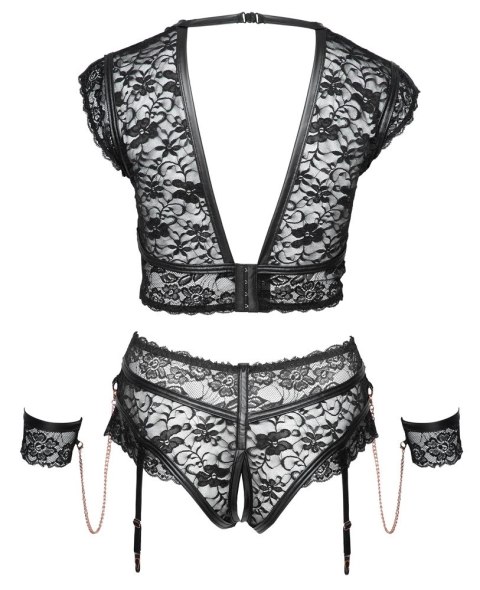 Cottelli Bondage komplet koronkowy biustonosz majtki 3XL z mankietami Cottelli Bondage komplet koronkowy biustonosz majtki 3XL z mankietami