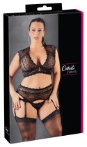 Cottelli CURVES komplet bielizny koronkowy 3XL z pasem do pończoch