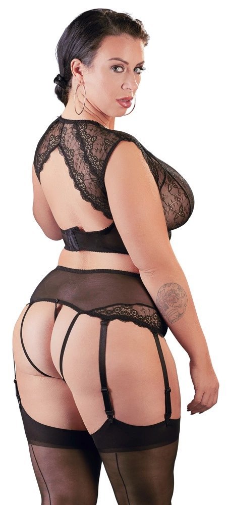 Cottelli CURVES komplet bielizny koronkowy 3XL z pasem do pończoch Cottelli CURVES komplet bielizny koronkowy 3XL z pasem do pończoch