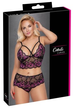 Cottelli CURVES komplet koronkowy 3XL/4XL czarno-beżowy, elastyczny