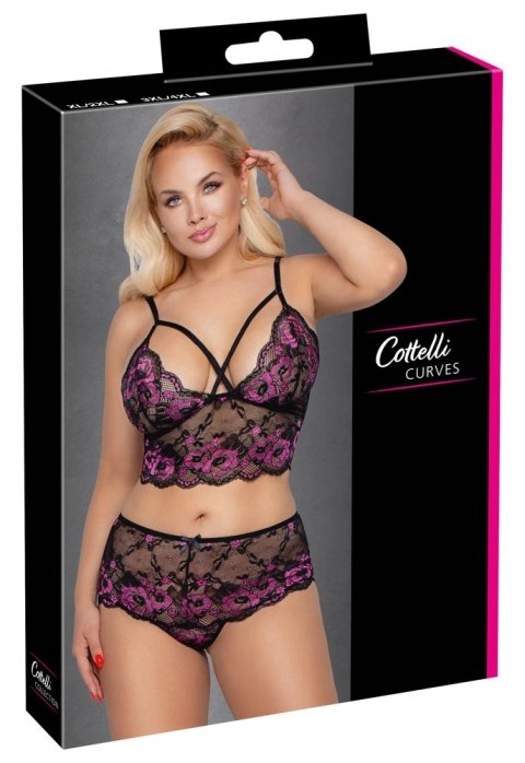 Cottelli CURVES komplet koronkowy 3XL/4XL czarno-beżowy, elastyczny Cottelli CURVES komplet koronkowy 3XL/4XL czarno-beżowy, elastyczny
