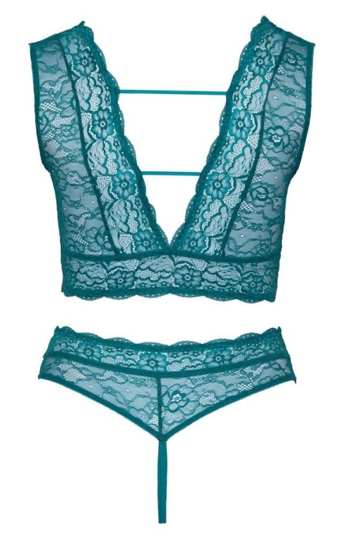 Cottelli CURVES komplet koronkowy braletka i stringi niebieskie 3XL Cottelli CURVES komplet koronkowy braletka i stringi niebieskie 3XL