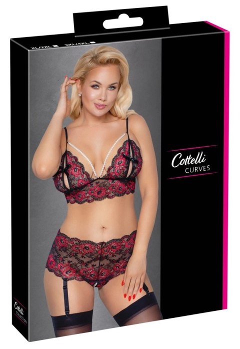 Cottelli CURVES komplet koronkowy z perłowym akcentem XL/2XL Cottelli CURVES komplet koronkowy z perłowym akcentem XL/2XL