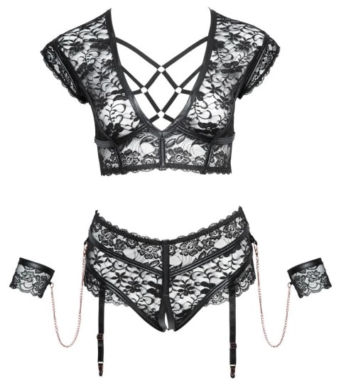 Cottelli Collection Bondage Komplet Koronkowy XL z Mankietami i Łańcuszkami Cottelli Collection Bondage Komplet Koronkowy XL z Mankietami i Łańcuszkami