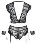 Cottelli Collection Bondage Komplet Koronkowy XL z Mankietami i Łańcuszkami