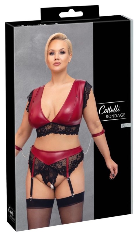 Cottelli Collection Bondage Plus komplet koronkowy czerwono-czarny 4XL Cottelli Collection Bondage Plus komplet koronkowy czerwono-czarny 4XL