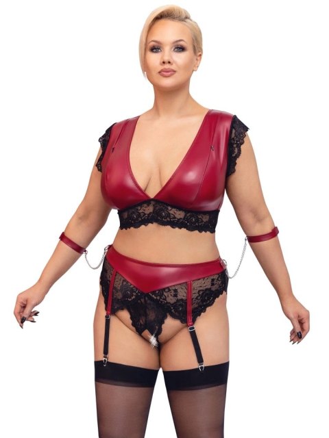 Cottelli Collection Bondage Plus komplet koronkowy czerwono-czarny 4XL Cottelli Collection Bondage Plus komplet koronkowy czerwono-czarny 4XL