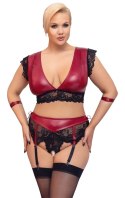 Cottelli Collection Bondage Plus komplet koronkowy czerwono-czarny 4XL