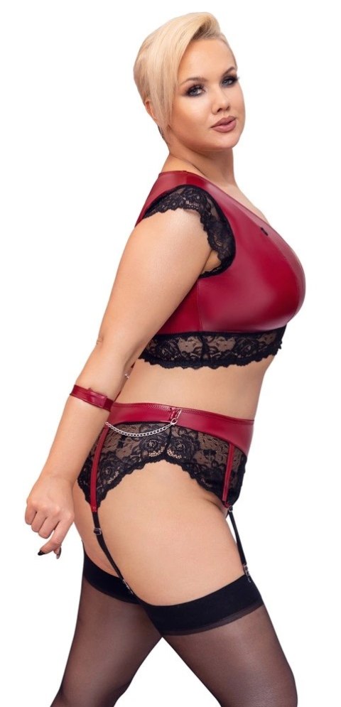 Cottelli Collection Bondage Plus komplet koronkowy czerwono-czarny 4XL Cottelli Collection Bondage Plus komplet koronkowy czerwono-czarny 4XL