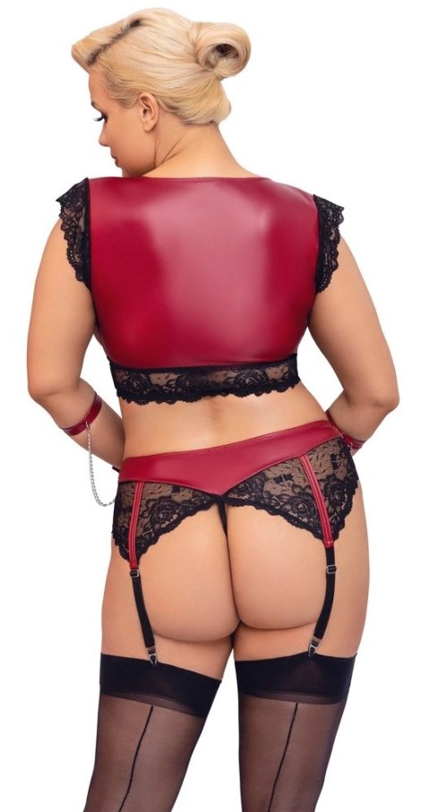 Cottelli Collection Bondage Plus komplet koronkowy czerwono-czarny 4XL Cottelli Collection Bondage Plus komplet koronkowy czerwono-czarny 4XL