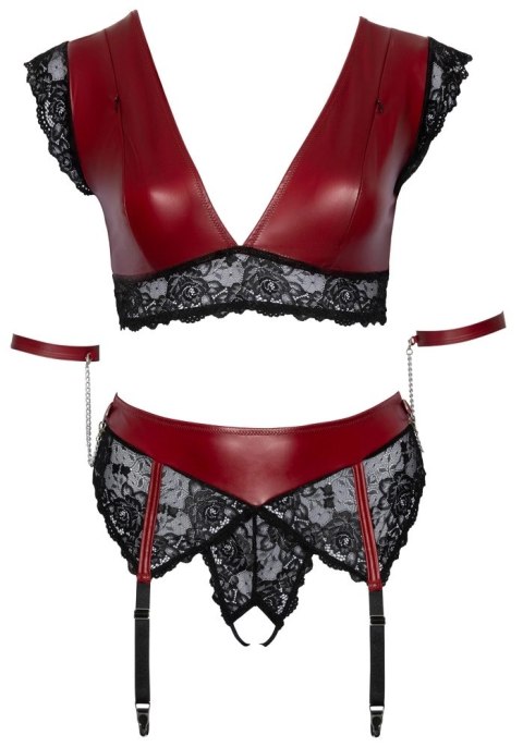 Cottelli Collection Bondage Plus komplet koronkowy czerwono-czarny 4XL Cottelli Collection Bondage Plus komplet koronkowy czerwono-czarny 4XL