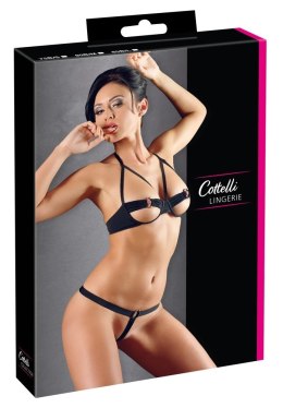 Cottelli Collection Komplet Bielizny Otwarty Biustonosz + Stringi Czarny 80B/M