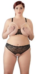 Cottelli Curves 3XL Czarna koronkowa bielizna z perłowymi akcentami