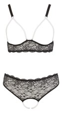 Cottelli Curves 3XL Czarna koronkowa bielizna z perłowymi akcentami