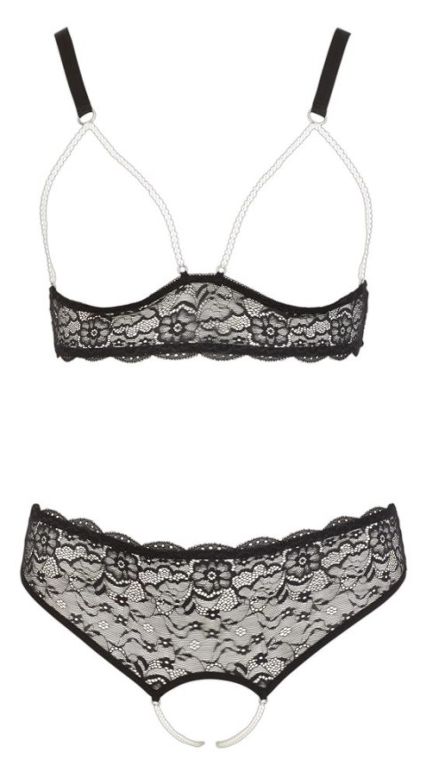 Cottelli Curves 3XL Czarna koronkowa bielizna z perłowymi akcentami Cottelli Curves 3XL Czarna koronkowa bielizna z perłowymi akcentami