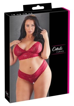 Cottelli Curves Komplet Bielizny Koronka Czerwony XL Bez Zapięcia