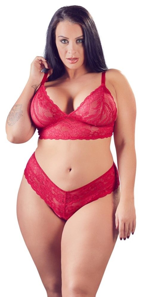 Cottelli Curves Komplet Bielizny Koronka Czerwony XL Bez Zapięcia Cottelli Curves Komplet Bielizny Koronka Czerwony XL Bez Zapięcia