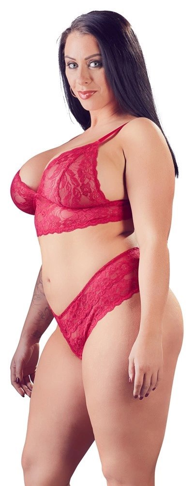 Cottelli Curves Komplet Bielizny Koronka Czerwony XL Bez Zapięcia Cottelli Curves Komplet Bielizny Koronka Czerwony XL Bez Zapięcia