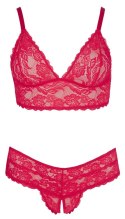 Cottelli Curves Komplet Bielizny Koronka Czerwony XL Bez Zapięcia