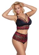 Cottelli Curves komplet koronkowy 3XL czarny z wysokimi figami