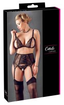 Cottelli Curves komplet koronkowy 3-częściowy czarny 4XL plus size