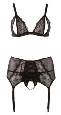 Cottelli Curves komplet koronkowy 3-częściowy czarny 4XL plus size